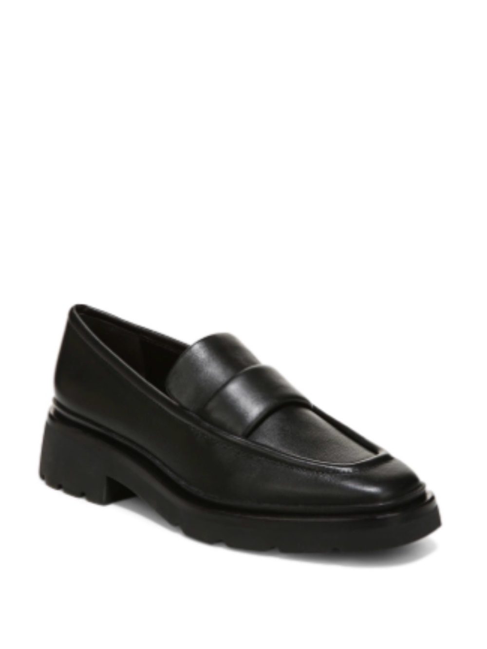Vince Black Leather Women's Lug Sole Penny Loafers